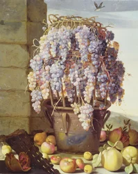 Stillleben mit Obst und Trauben